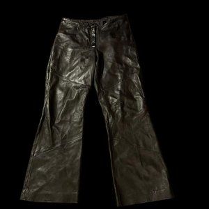 Low Rise Genuine Leather Pants